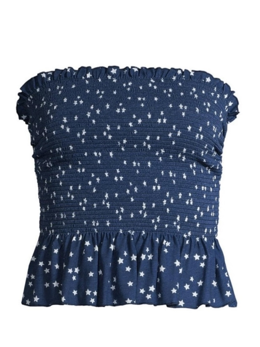 NO BOUNDARIES Women’s Ruffled Blue Star Tube Top